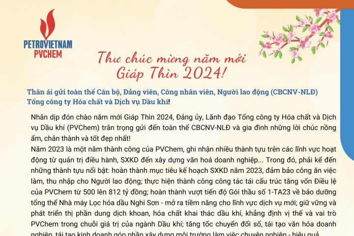 Thư chúc mừng năm mới Giáp Thìn 2024